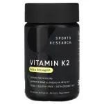 Sports Research, витамин K2, 180 мкг, 60 растительных капсул
