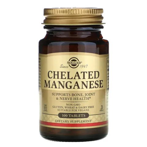 Solgar, Хелатный марганец, Chelated Manganase, 100 таблеток