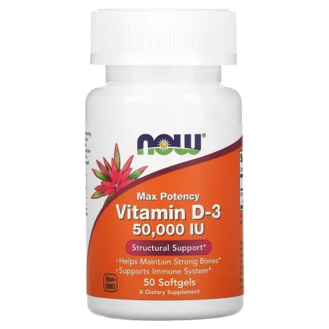 Now Foods, витамин D3, 50 000 МЕ, 50 капсул