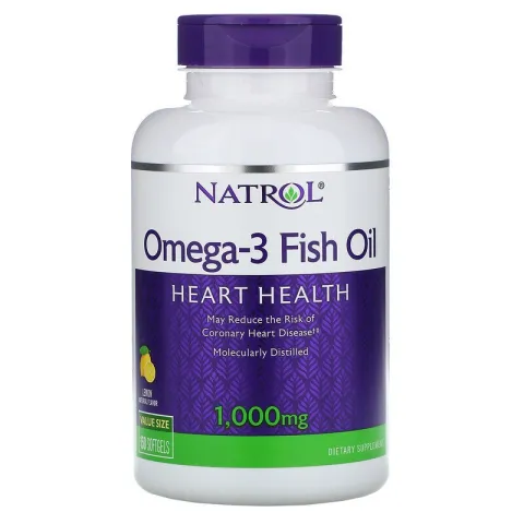 Natrol, рыбий жир омега-3, натуральный лимонный вкус, 1000 мг, 150 мягких таблеток