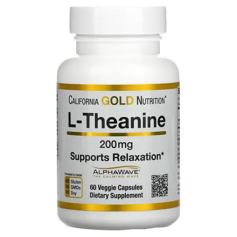 California Gold Nutrition, AlphaWave, L-Teanin, shintez va tinch e'tiboringizni qo'llab-quvvatlash, 200 mg, 60 o'simlik kapsulasi