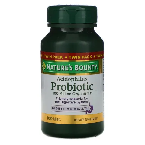 Nature's Bounty, Ацидофильные пробиотики, Двойная упаковка, 100 таблеток в каждой