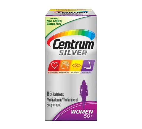 Centrum Silver, 50 Yoshdan Ortiq Ayollar uchun Multivitamin/Mineral Qo'shimchasi, D3, B Vitaminlari, Kalsiy va Antioksidantlar bilan, 65 dona