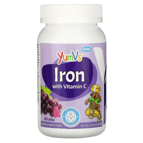 YumVs, Pure, железо с витамином C, виноград, 60 желейных конфет