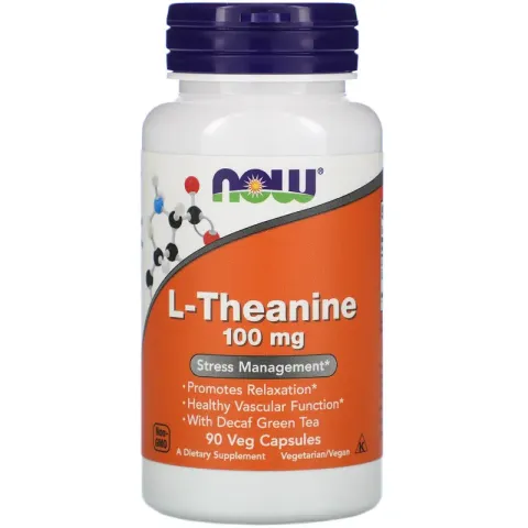 NOW Foods, L-Teanin, 100 mg, 90 Vegetarian Kapsula