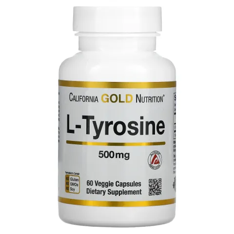 California Gold Nutrition, L-tirozin, 500 mg, 60 sabzavotli kapsulalar