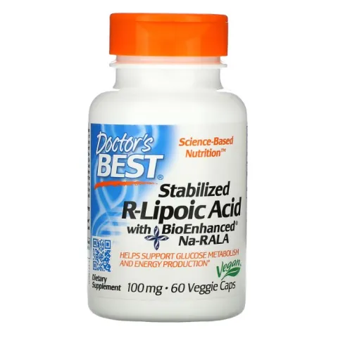Doctors Best, R-липоевая кислота, R-Lipoic Acid, 100 мг, 60 растительных капсул