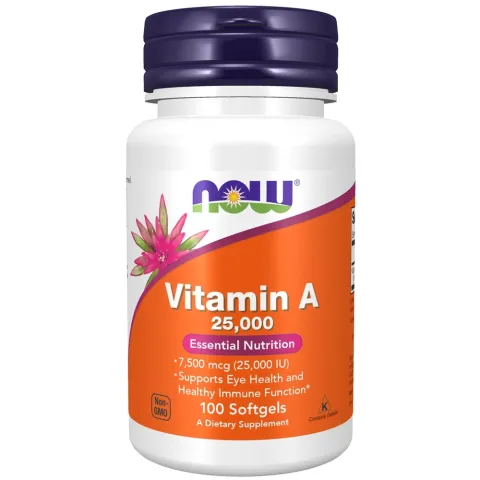 NOW Foods Vitamin A, Витамин А 25000 МЕ, 100 гелевых капсул
