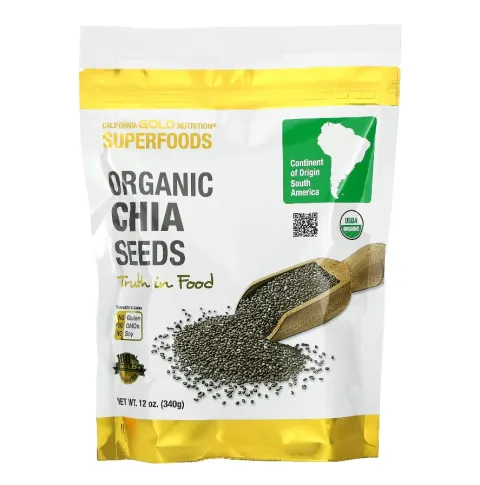 California Gold Nutrition, Organic Chia Seeds, органические семена чиа, 12 унций (340 г)