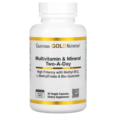 California Gold Nutrition, Multivitamin and Mineral, Two-A-Day, 60 растительных капсул