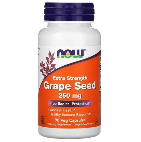 NOW Foods, виноградная косточка, Grape Seed, 250 мг, 90 растительных капсул