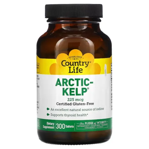 Country Life, Arctic-Kelp, арктические бурые водоросли, 225 мкг, 300 таблеток