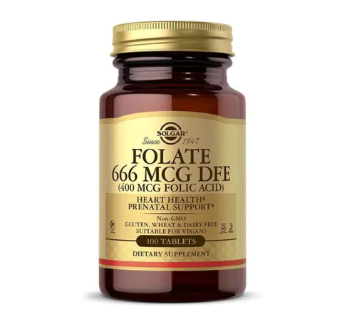 Solgar Folate 666 мкг DFE (фолиевая кислота 400 мкг), 100 таблеток.