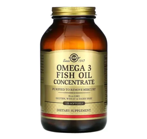 Solgar, Концентрат рыбьего жира с омега-3, Fish Oil Concentrate, 120 мягких таблеток
