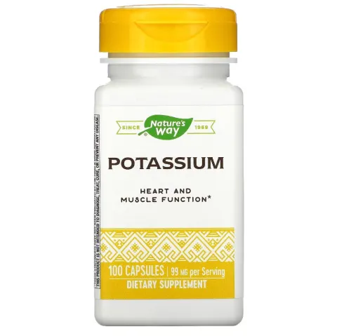 Natures Way, калий, potassium, 99 мг, 100 капсул