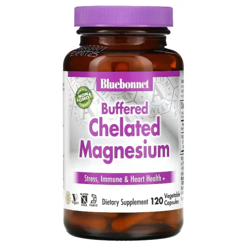 Bluebonnet Nutrition, буферный хелатный магний, Buffered Chelated Magnesium, 120 растительных капсул