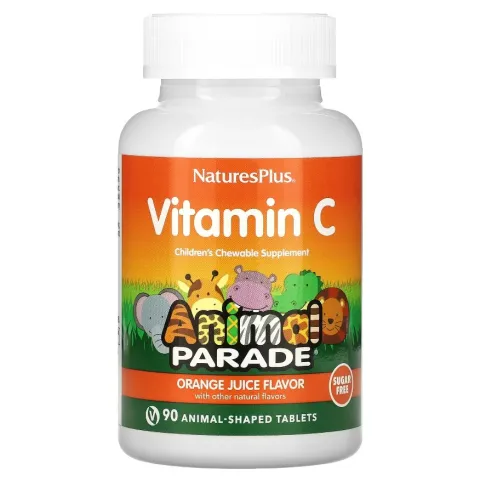 Nature's Plus, Animal Parade, витамин C, жевательная добавка без сахара для детей, 90 таблеток