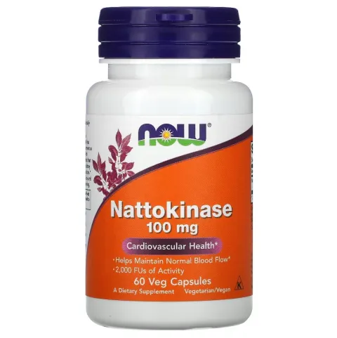 NOW Foods, Наттокиназа, Nattokinase, 100 мг, 60 вегетарианских капсул