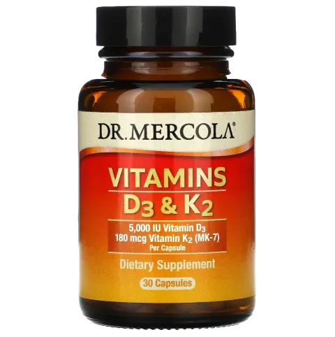 Dr. Mercola, Vitamin D3 va K2, (5000 IU) 125 mkg, 30 kapsula
