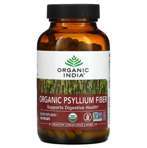 Organic India, Органическое волокно подорожника, Organic Psyllium Fiber, 180 капсул