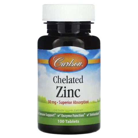 Carlson, Хелатный цинк, Chelated Zinc, 30 мг, 100 таблеток