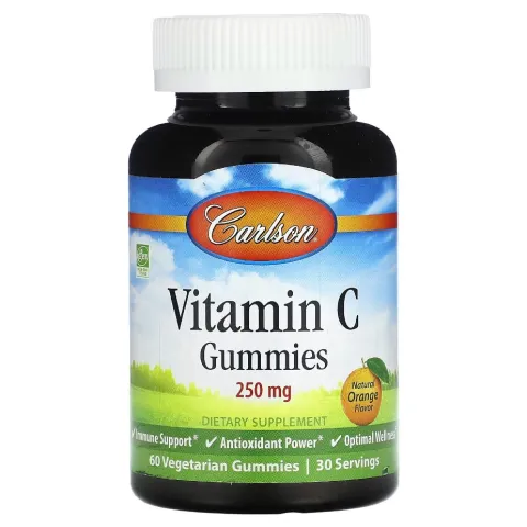 Carlson, Жевательный витамин C, Vitamin C Gummies, 250 мг, 60 мармеладок
