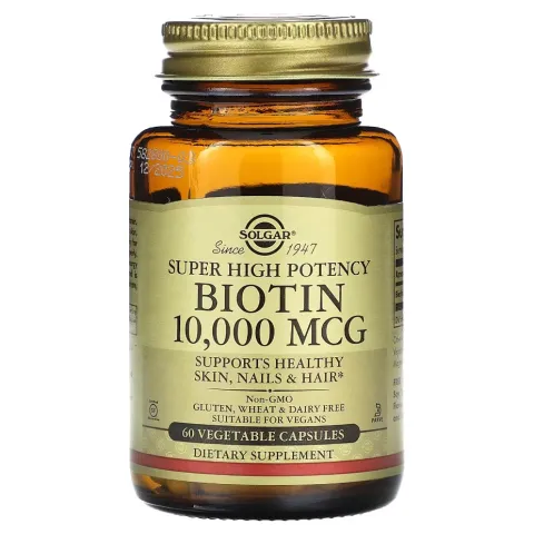 Solgar, Ultra yuqori quvvatli biotin, 10 000 mkg, 60 sabzavotli kapsula