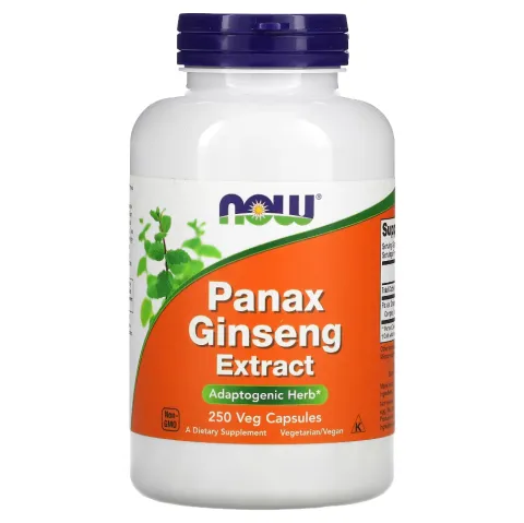 NOW Foods, экстракт женьшеня, Panax Ginseng Extract, 250 вегетарианских капсул