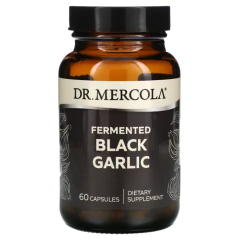 Dr. Mercola, ферментированный черный чеснок, Fermented black garlic, 60 капсул