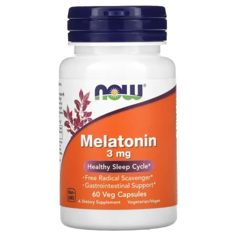 NOW Foods, melatonin, 3 mg, 60 vegetarian kapsulalari