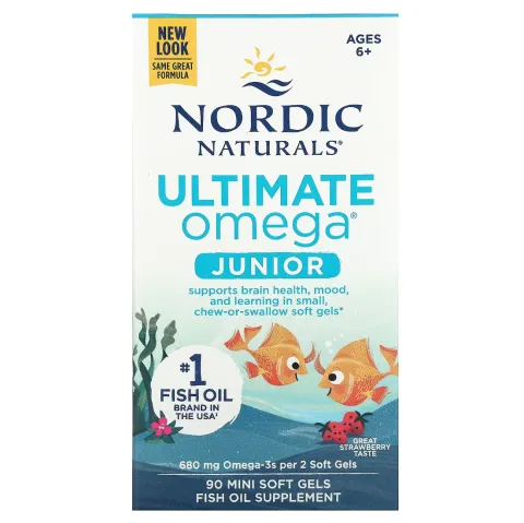 Nordic Naturals, Ultimate Omega Junior, для детей от 6 до 12 лет, 340 мг, 90 мини-капсул