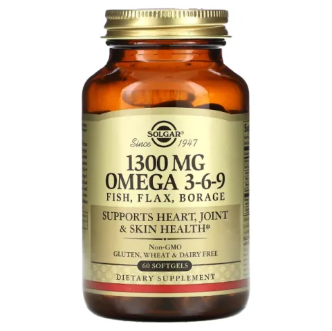 Solgar, Омега 3-6-9, Omega 3-6-9, 1300 мг, 60 мягких таблеток