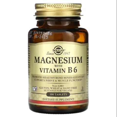Solgar, B6 vitamini bilan magniy, 100 tabletka