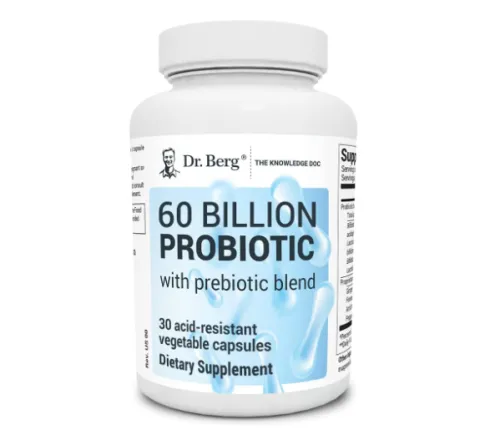Dr. Berg 60 Billion Probiotic Supplement, Пробиотическая добавка 60 млрд, 30 вегетарианских капсул