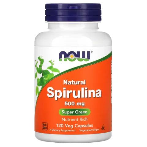 NOW Foods, Натуральная спирулина, Natural Spirulina, 500 мг, 120 растительных капсул