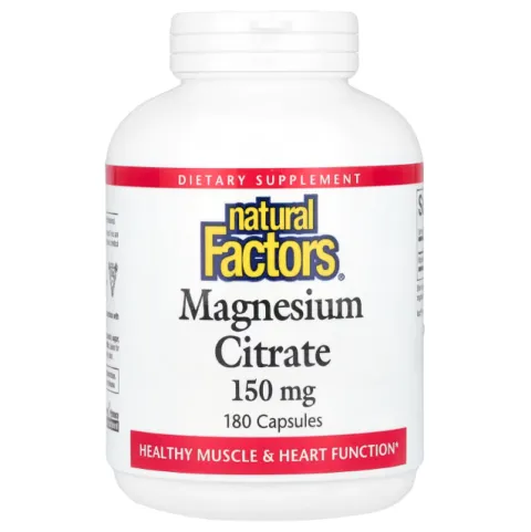 Natural Factors, Magnesium citrate, цитрат магния, 150 мг, 180 капсул