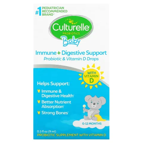 Culturelle, Probiotics + D3, Пробиотики + Д3, в виде капель, от рождения до 12 месяцев, 9мл