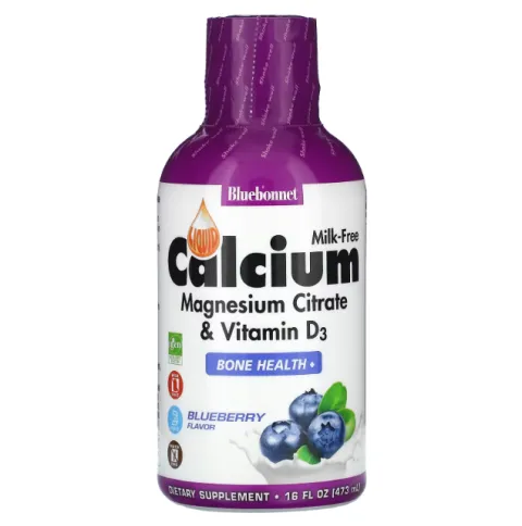 Bluebonnet Nutrition, Liquid Calcium, жидкий кальций, магний и витамин D3, вкус голубики, 473 мл