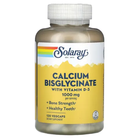 Solaray, Calcium Bisglycinate with vitamin D3, бисглицинат кальция с витамином D3, 1000 мг, 120 капсул