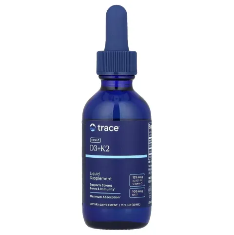 Trace Minerals, ionli D3 + K2, 125 mkg (5000 IU), 59 ml