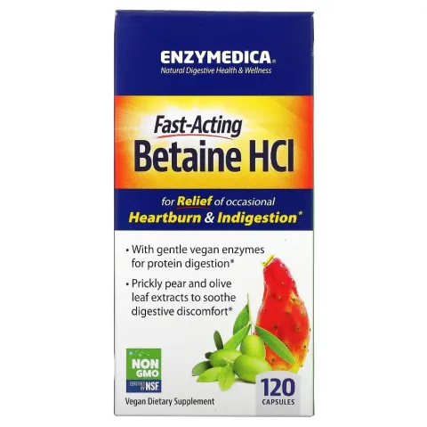 Enzymedica, бетаин гидрохлорид, Betaine HCL, 120 капсул