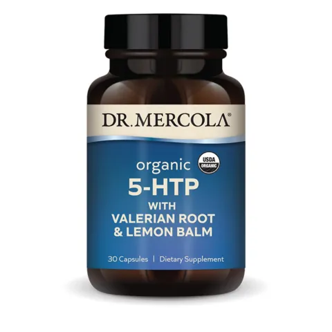 Dr. Mercola, Organik 5-HTP (gidroksitriptofan), valerian ildizi va melissa, 100 mg, 30 kapsula