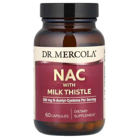 Dr. Mercola, NAC (N-ацетилцистеин) с расторопшей, 500 мг, 60 капсул
