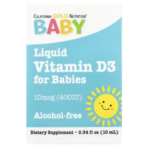 California Gold Nutrition, Baby Vitamin D3 Liquid, 10 mcg (400 IU), 0.34 fl oz (10 ml)