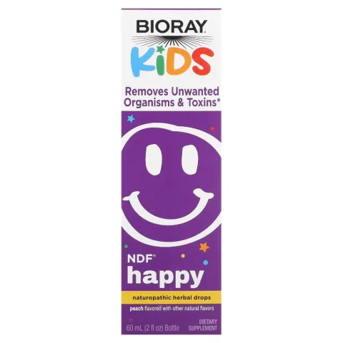 Bioray, NDF Happy, удаляет нежелательные организмы и токсины, для детей, персиковый вкус, 60 мл (2 жидк. унции)