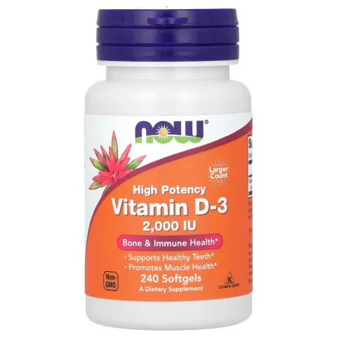 Now Foods, высокоактивный витамин D-3, 50 мкг (2000 МЕ), 240 капсул