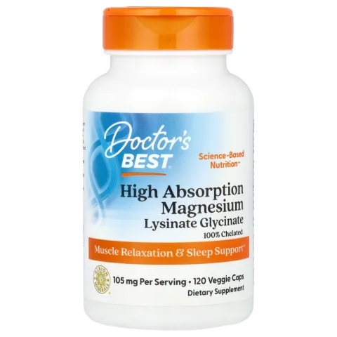 Doctors Best, Высокоусвояемый магний, 105 мг, 120 растительных капсул