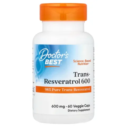 Doctors Best, высокоэффективный транс-ресвератрол, 600 мг, 60 вегетарианских капсул