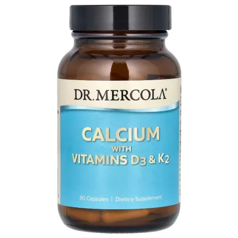 Dr. Mercola, Кальций с витаминами D3 5000 МЕ & K2, 90 капсул
