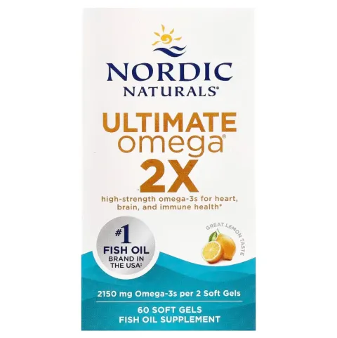 Nordic Naturals, Ultimate Omega 2X, со вкусом лимона, 1075 мг, 60 капсул